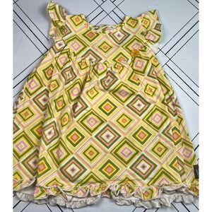 Matilda Jane House of Clouds Skipper Lap Pearl Yellow Diamonds Dress Girl's Sz 4